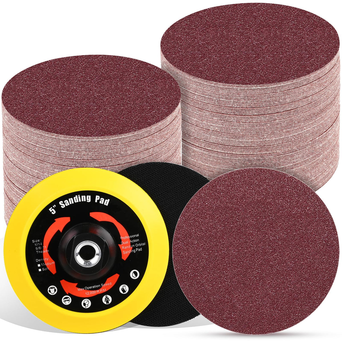 165 PCS 5 Inch Sanding Discs Random Orbital Sander Sandpaper