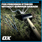 OX Trade Black Rubber Mallet 16oz / 450g, Non-Marking Hammer, Wooden Handle