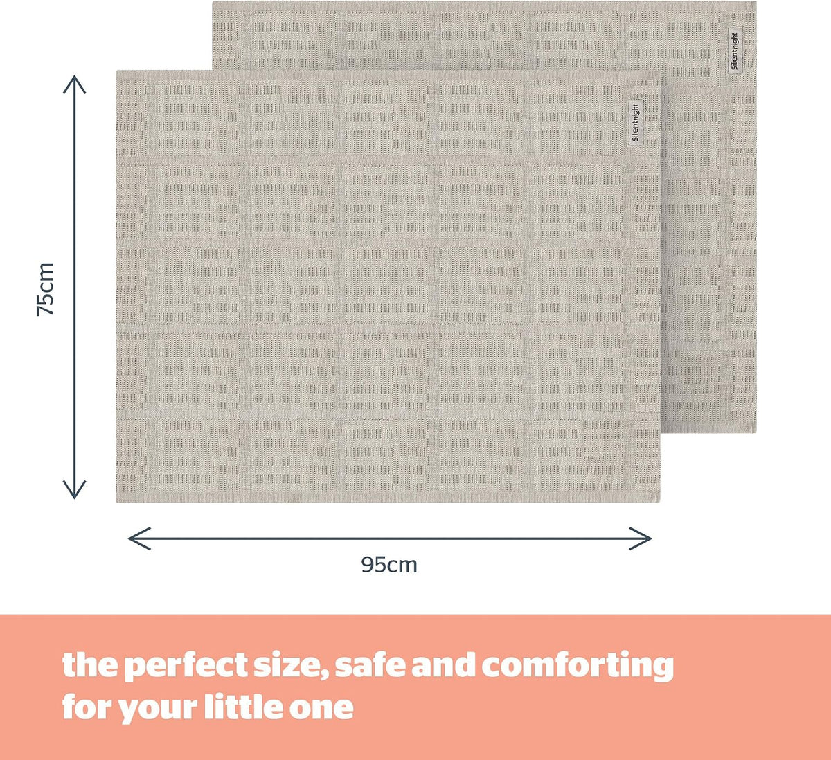 Silentnight Safe Nights Baby Blanket - Pack of 2 Soft 100% Cotton Cellular Baby Blanket for Newborn Ideal for Cot, Crib, Moses Basket and Pram - Baby Essentials - 2 Pack - Grey
