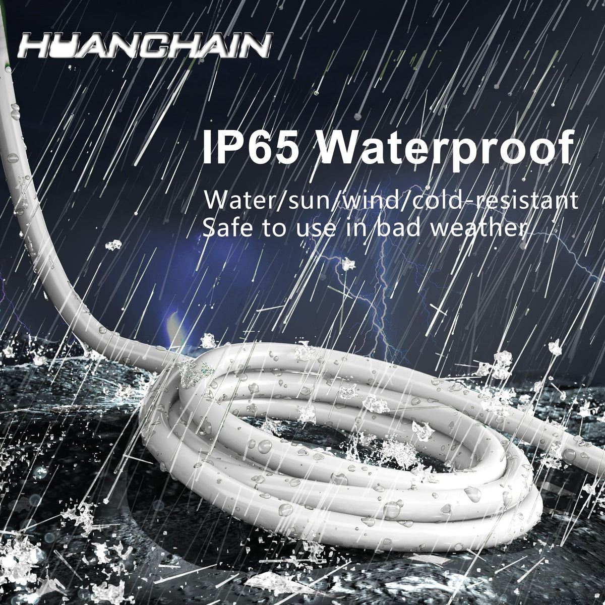 HUANCHAIN Indoor Black Extension Cord 3 FT Waterproof 16/3 Gauge