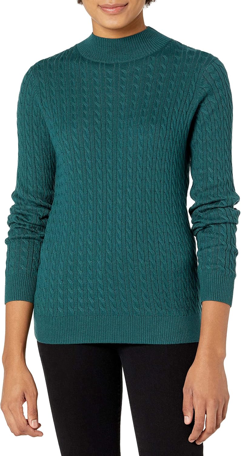 Amazon Essentials Women's Lightweight Cable Knit Long-Sleeve Crewneck Jumper (Available in Plus Size)