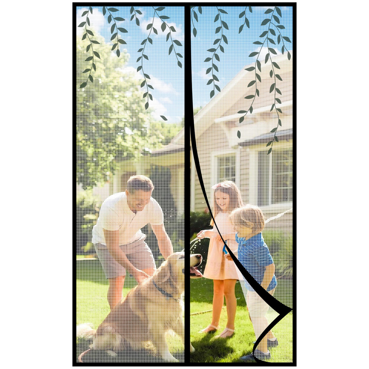 Magnetic Screen Door, Fit Door Size 32 x 96 Inches, Screen Doors with Magnets, Pet & Kid Friendly，Works with Front Doors, Sliding Doors ‎Black