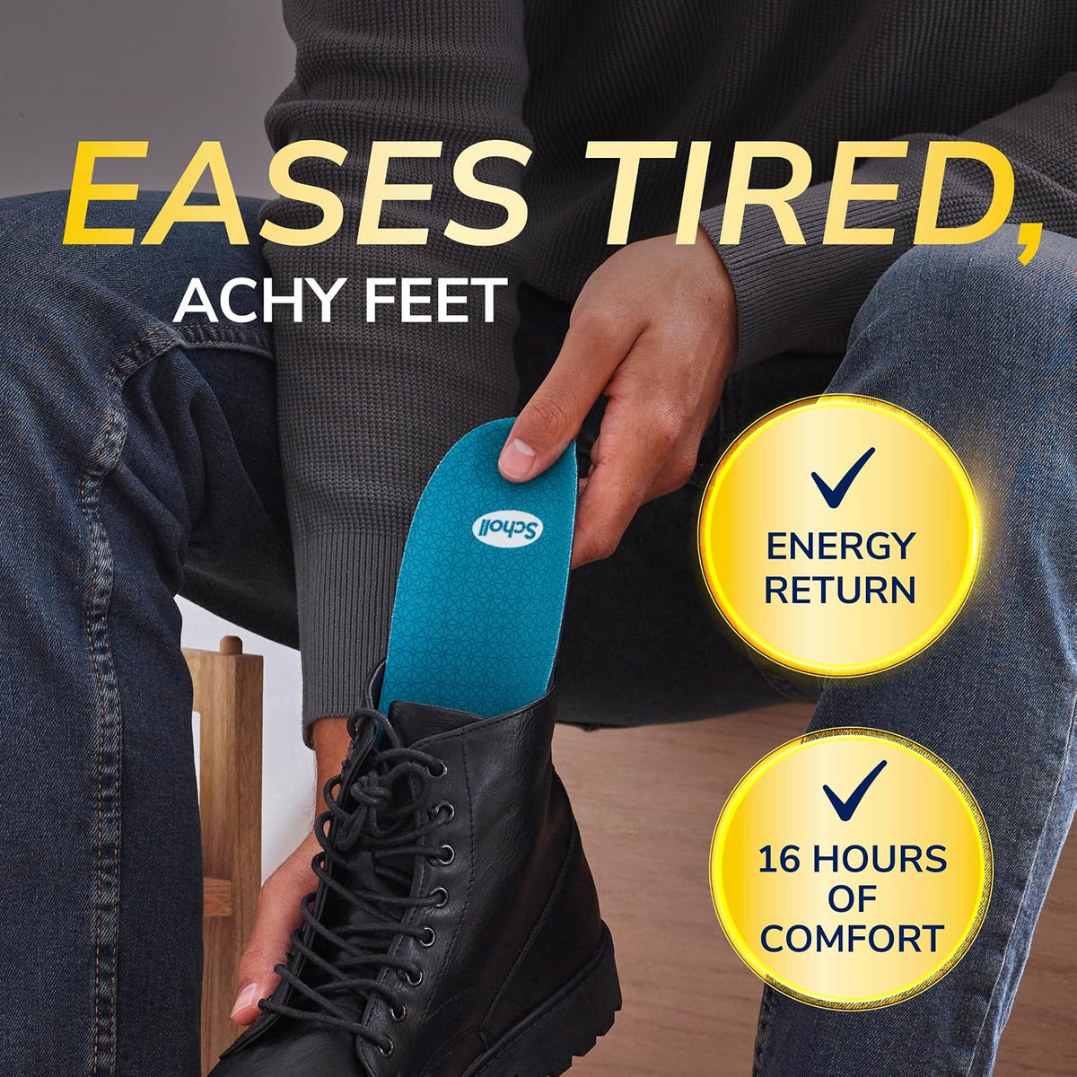Scholl GelActiv Work & Boot Insoles for Men and Women, All Day Comfort at Work, Shock Absorption and Comfort Cushioning with GelWave Technology