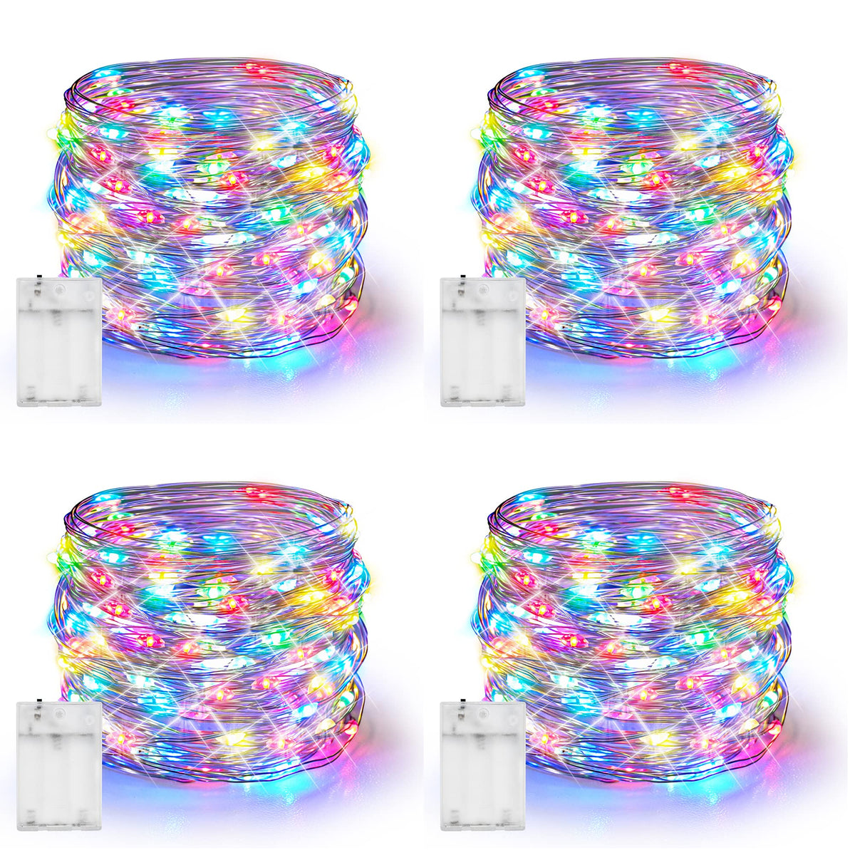 Dazzle Bright Fairy Lights Battery Operated, 20 FT 60 LED Silver Wire Waterproof Battery Operated String Lights, Christmas Decorations for Indoor Outdoor Bedroom Yard Decor, Red