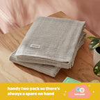 Silentnight Safe Nights Baby Blanket - Pack of 2 Soft 100% Cotton Cellular Baby Blanket for Newborn Ideal for Cot, Crib, Moses Basket and Pram - Baby Essentials - 2 Pack - Grey