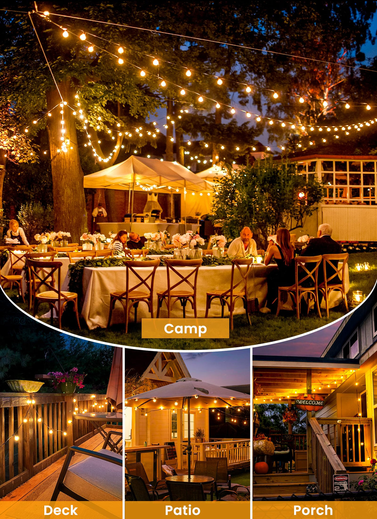 Brightown 52FT Solar String Lights Outdoor Waterproof, Last 30+ Hrs Runtime