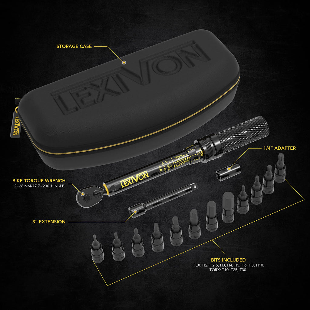 LEXIVON Torque Wrench 1/2-Inch Drive Click 10~150 Ft-Lb/13.6~203.5 Nm (LX-183)