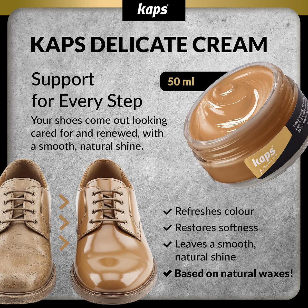 Leather Shoe Cream Polish & Conditioner, Kaps 50ml