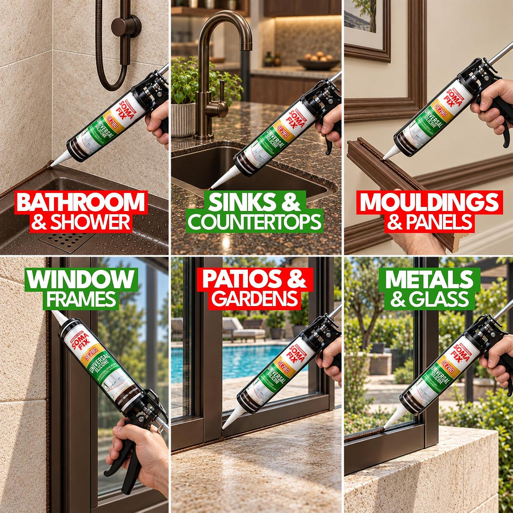 Brown Silicone Sealant, Waterproof & Flexible Sealant and Adhesive - 280ml