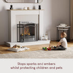 FIRE VIDA Milton Fire Screen Spark Guard Arched, Metal, Black