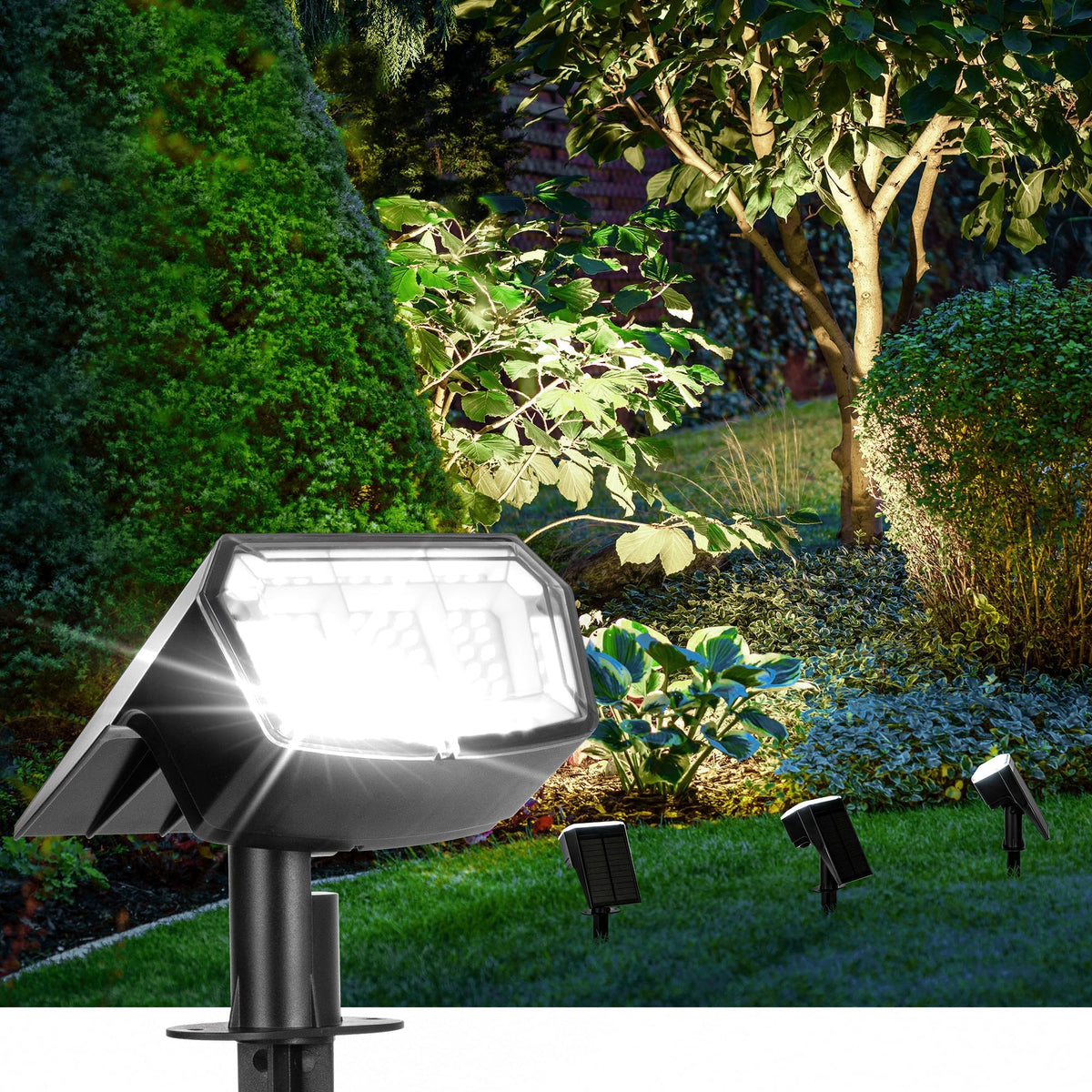 AUDERWIN Solar Spot Lights Outdoor Waterproof, 6 Packs, Neutral White