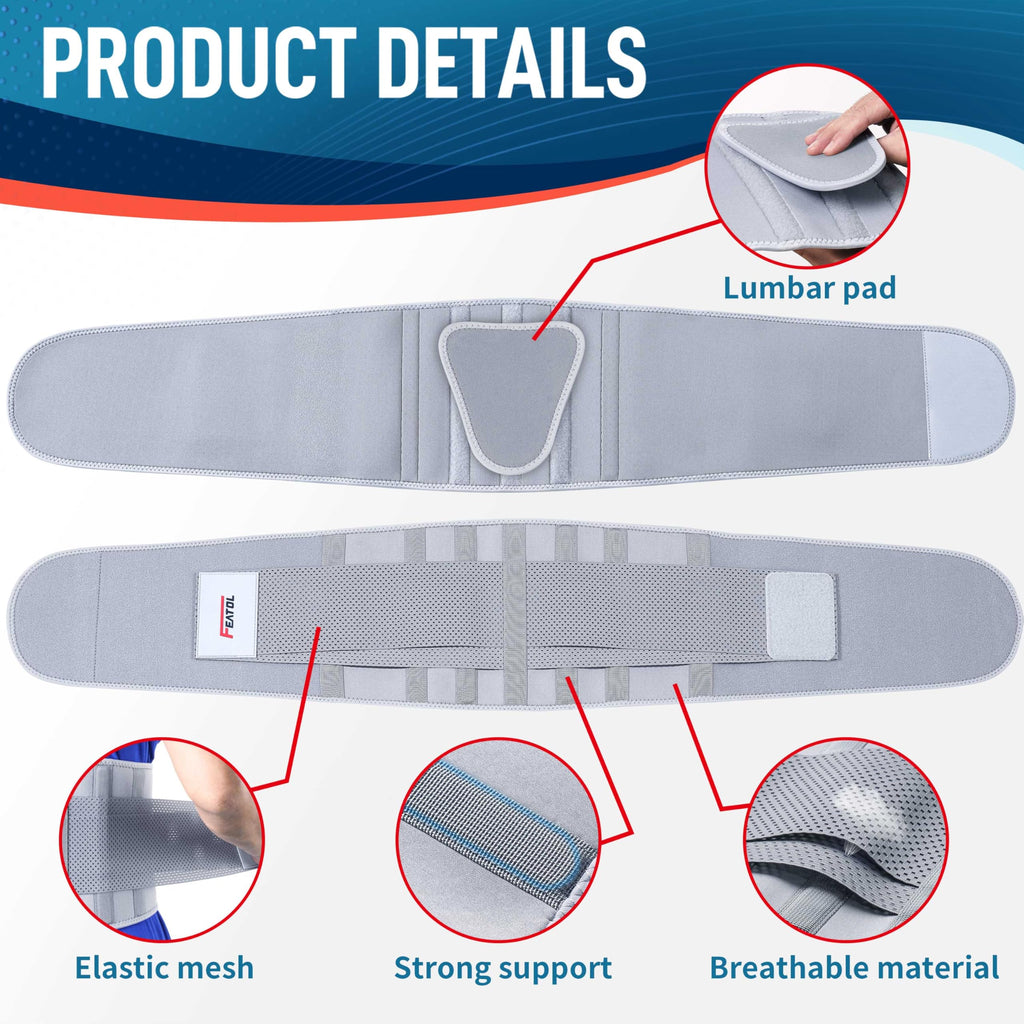 FEATOL Back Brace for Men & Women, Lower Back, Sciatica Pain Relief
