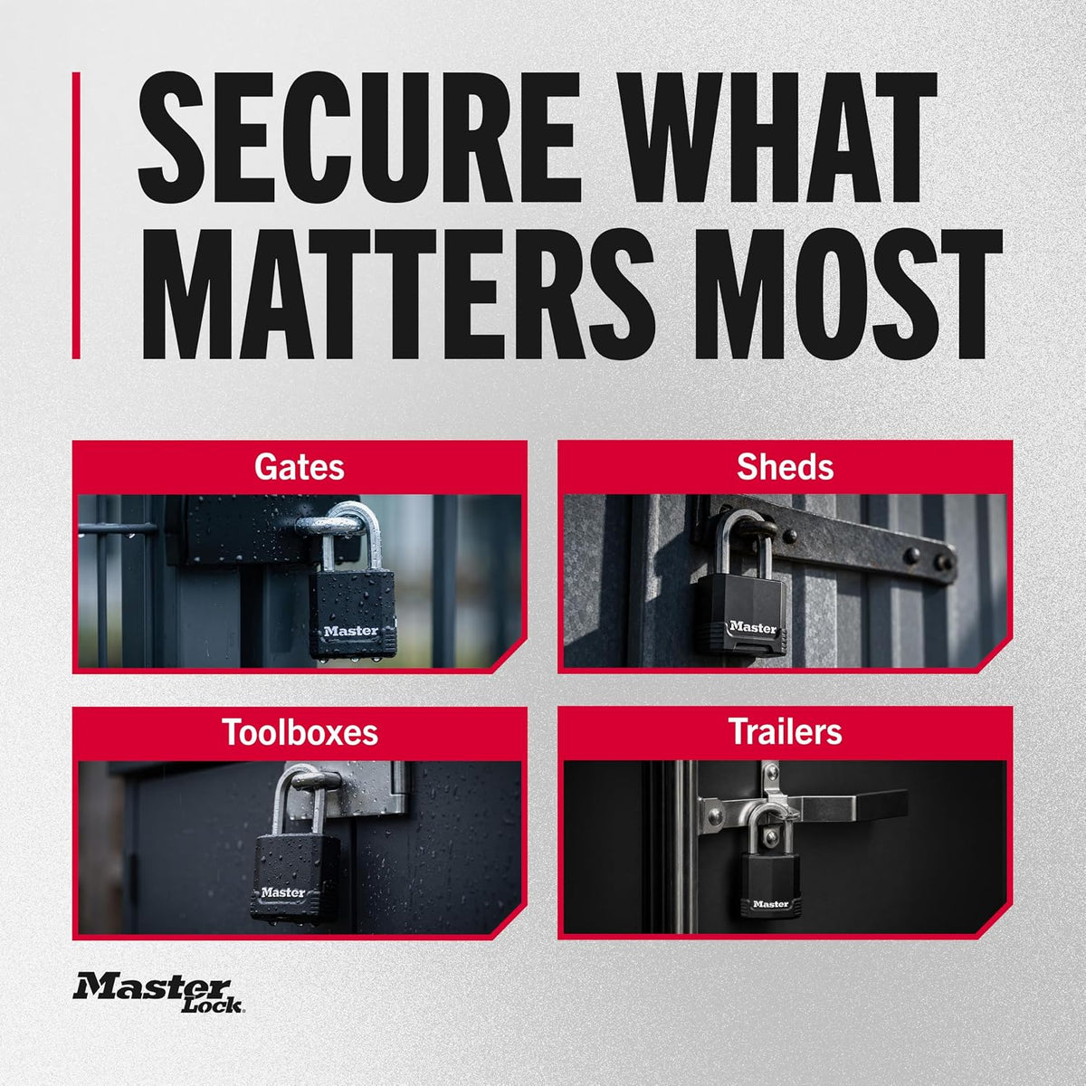 Master Lock Magnum Outdoor Padlock, Heavy Duty Keyed Lock M115XDLF, Black