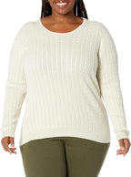 Amazon Essentials Women's Lightweight Cable Knit Long-Sleeve Crewneck Jumper (Available in Plus Size)