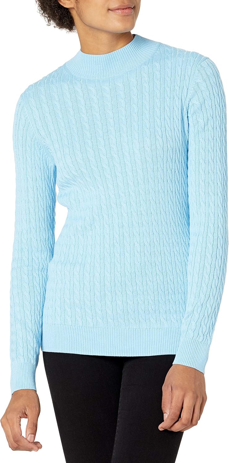 Amazon Essentials Women's Lightweight Cable Knit Long-Sleeve Crewneck Jumper (Available in Plus Size)