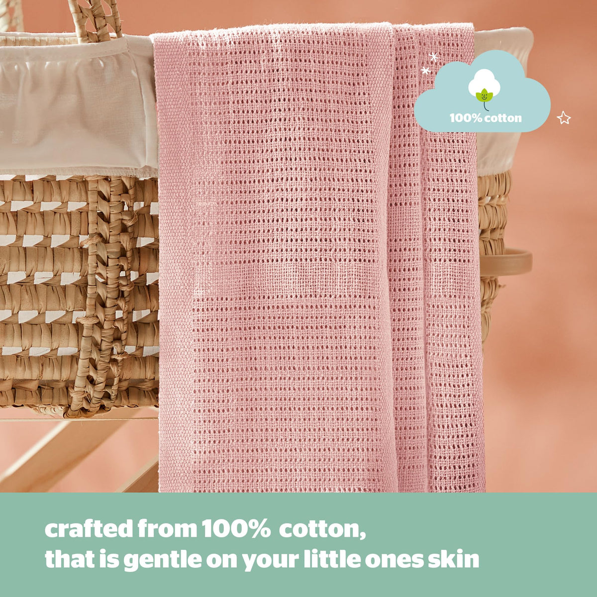 Silentnight Safe Nights Baby Blanket - Pack of 2 Soft 100% Cotton Cellular Baby Blanket for Newborn Ideal for Cot, Crib, Moses Basket and Pram - Baby Essentials - 2 Pack - Grey