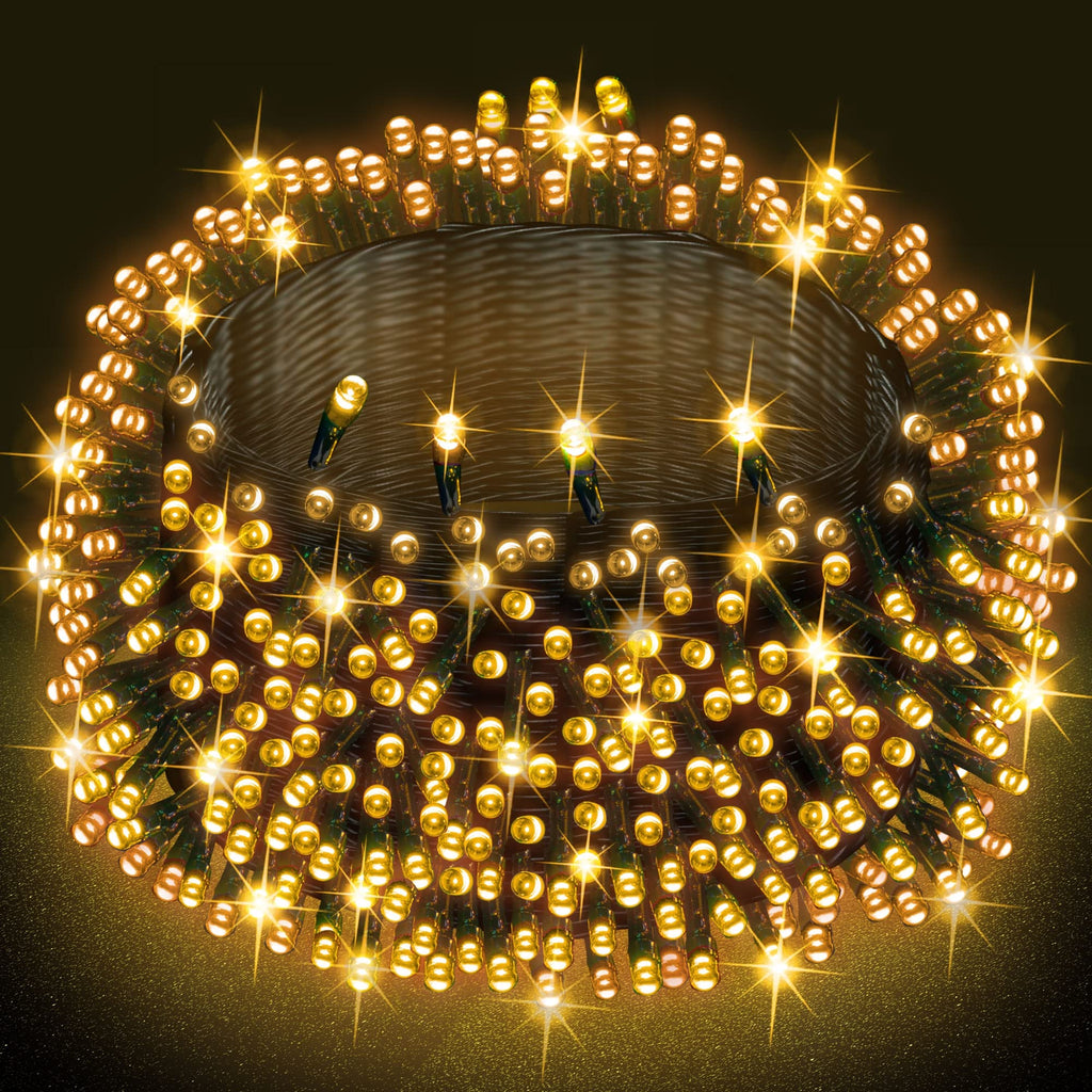 Dazzle Bright 300 LED Christmas String Lights, 100 FT Connectable Waterproof String Lights Green Wire with 8 Modes, Christmas Decorations for Indoor Outdoor Xmas Party Yard Garden (Warm White)