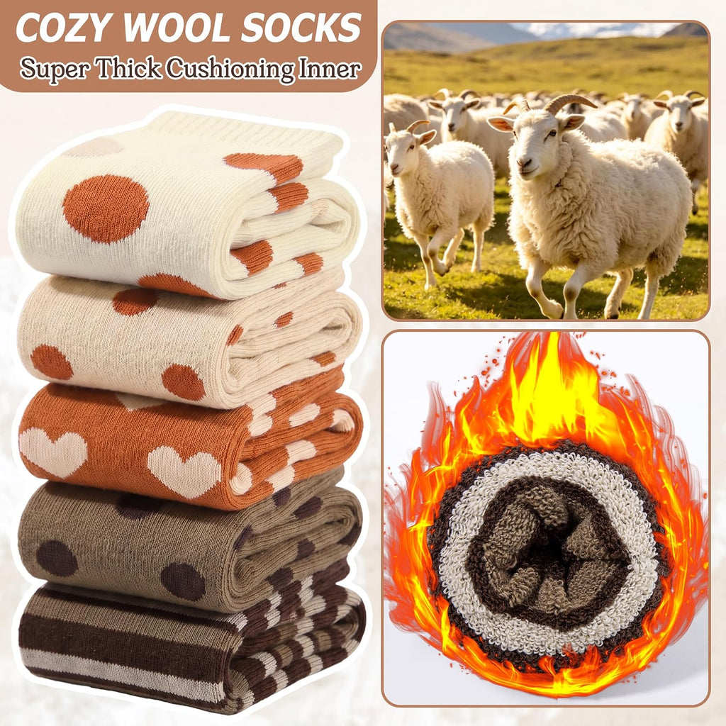 Ladies Socks Wool Thermal Fluffy Gifts For Women 5 Pairs