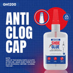 GH1200 (2-IN-1) Shoe Glue Sole Repair Waterproof with Brush Applicator and Nozzle - Clear Drying & Strong Shoe Repair Superglue for shoes - Non-Stiff Repairs, Fixes Sneakers, High Heels, Crocs & More