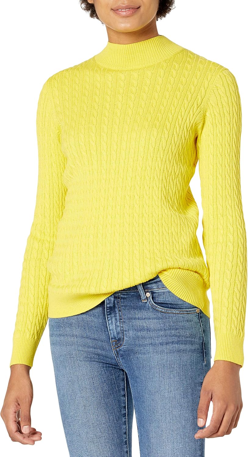 Amazon Essentials Women's Lightweight Cable Knit Long-Sleeve Crewneck Jumper (Available in Plus Size)