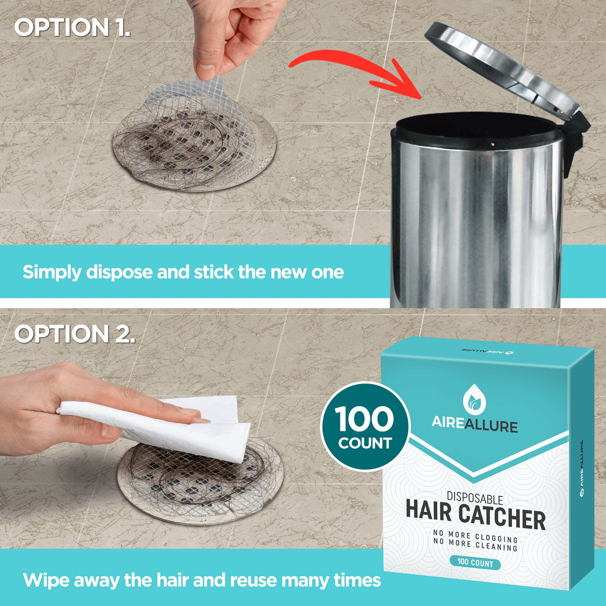 25 Pack Disposable Shower Drain Hair Catcher Mesh Stickers - Peel & Stick Drain Strainers to Prevent Clogs, Strong Waterproof Adhesive, Mess-Free Disposable Drain Covers for Shower & Bathtub