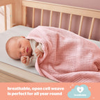 Silentnight Safe Nights Baby Blanket - Pack of 2 Soft 100% Cotton Cellular Baby Blanket for Newborn Ideal for Cot, Crib, Moses Basket and Pram - Baby Essentials - 2 Pack - Grey