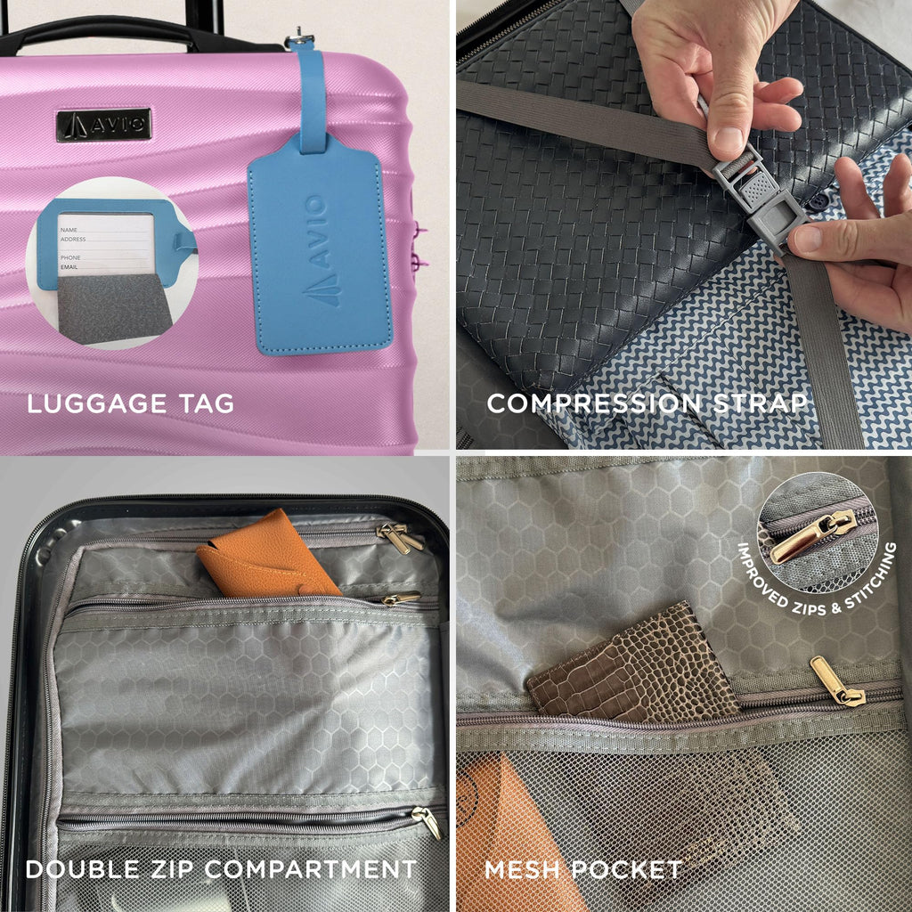 Avio Carry-On Cabin Luggage 55x40x20cm | Hard Shell Suitcase 4 Wheels