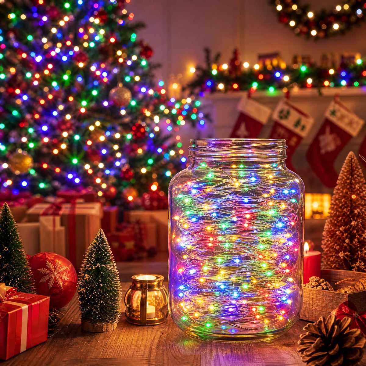 Dazzle Bright Fairy Lights Battery Operated, 20 FT 60 LED Silver Wire Waterproof Battery Operated String Lights, Christmas Decorations for Indoor Outdoor Bedroom Yard Decor, Red