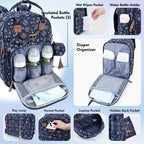 Dikaslon Baby Changing Bag Backpack, Large Nappy Back Pack Multifunction Baby Bags with Portable Changing Mat, Pacifier Holder, and Stroller Straps, for Mom and Dad