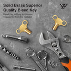 WZ Radiator Bleed Key UK, Solid Brass Radiator Key for Bleeding, Pack of 2