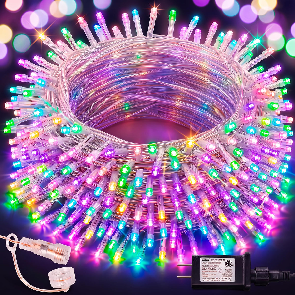 Dazzle Bright 300 LED Christmas String Lights, 100 FT Connectable Waterproof String Lights Green Wire with 8 Modes, Christmas Decorations for Indoor Outdoor Xmas Party Yard Garden (Warm White)