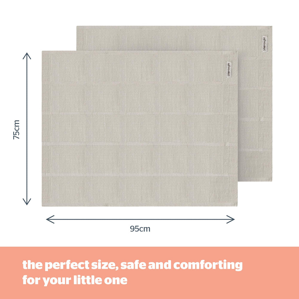 Silentnight Safe Nights Baby Blanket - Pack of 2 Soft 100% Cotton Cellular Baby Blanket for Newborn Ideal for Cot, Crib, Moses Basket and Pram - Baby Essentials - 2 Pack - Grey