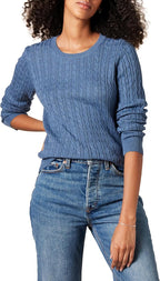Amazon Essentials Women's Lightweight Cable Knit Long-Sleeve Crewneck Jumper (Available in Plus Size)