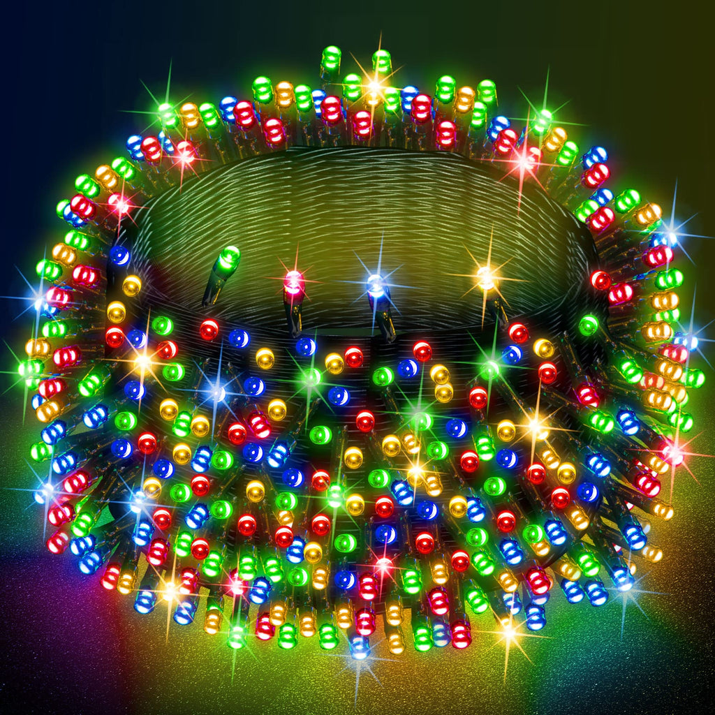 Dazzle Bright 300 LED Christmas String Lights, 100 FT Connectable Waterproof String Lights Green Wire with 8 Modes, Christmas Decorations for Indoor Outdoor Xmas Party Yard Garden (Warm White)