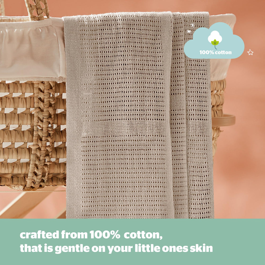 Silentnight Safe Nights Baby Blanket - Pack of 2 Soft 100% Cotton Cellular Baby Blanket for Newborn Ideal for Cot, Crib, Moses Basket and Pram - Baby Essentials - 2 Pack - Grey