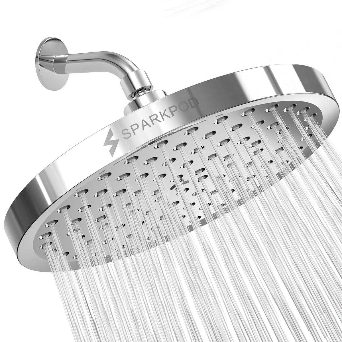SparkPod Rain Shower Head, 6 Inch Round, Luxury Polished Chrome Finish