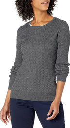 Amazon Essentials Women's Lightweight Cable Knit Long-Sleeve Crewneck Jumper (Available in Plus Size)
