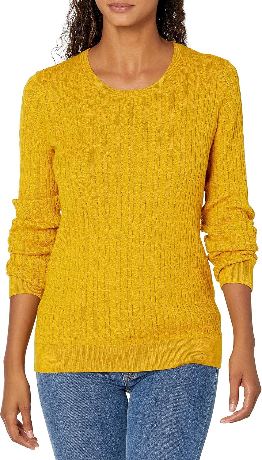 Amazon Essentials Women's Lightweight Cable Knit Long-Sleeve Crewneck Jumper (Available in Plus Size)