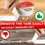 Carpet Tape Double Sided - Rug Tape Grippers for Hardwood Floors and Area Rugs - Carpet Binding Tape Strong Adhesive and Removable, Heavy Duty Stickers Grip Tape, Residue Free (2 Inch / 12 Yards)