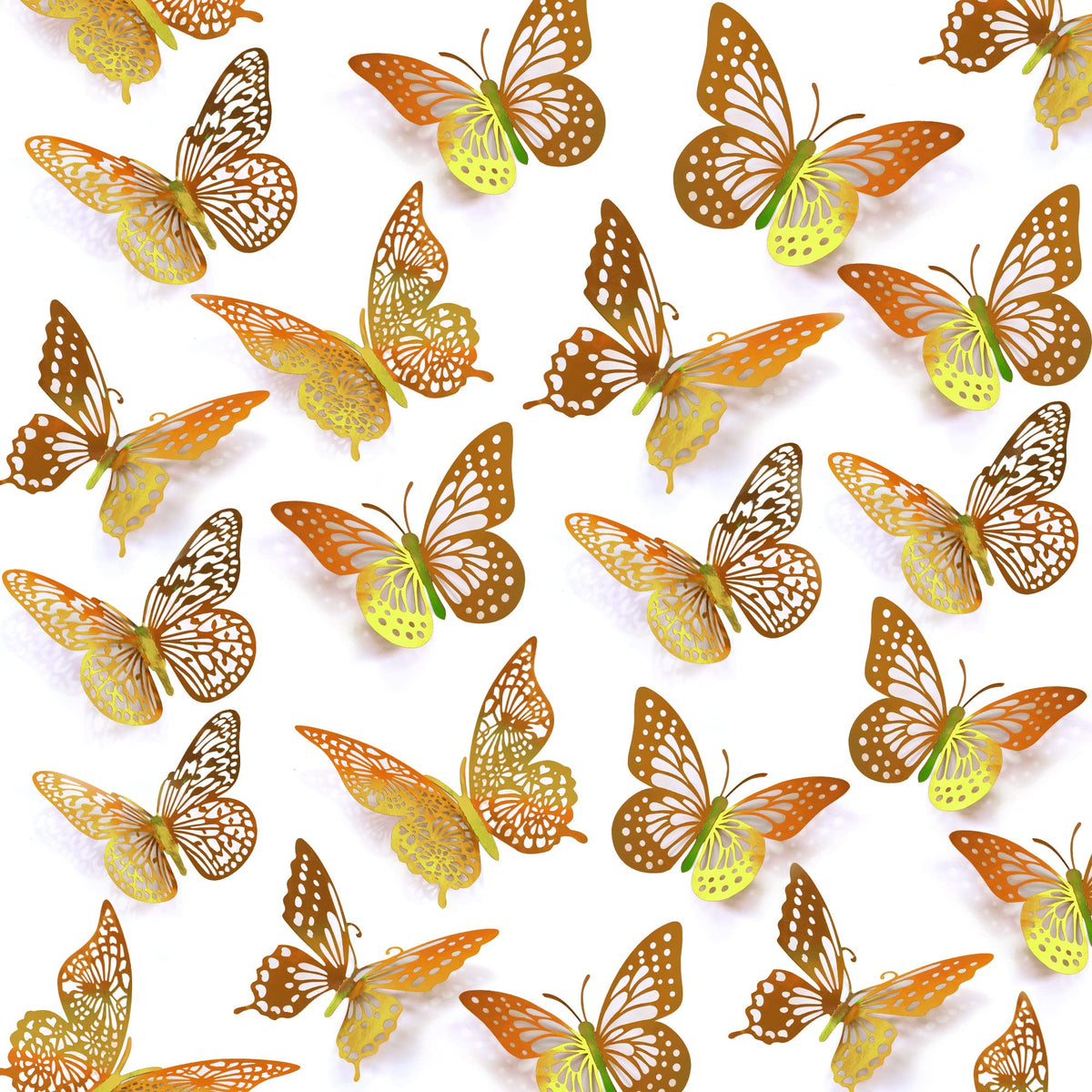 SAOROPEB 3D Butterfly Wall Decor 48 Pcs Gold Butterfly Birthday Decorations