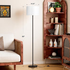 Ambimall Floor Lamp for Living Room with Smart Light Bulb, RGB + Stepless Dimmable Colors Temperature & Brightness(White Shade & Black Pole)