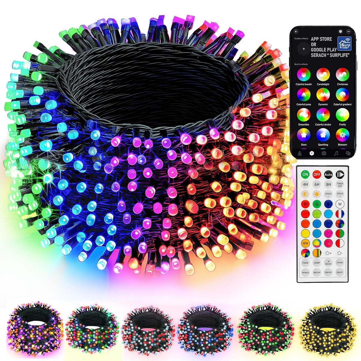 Dazzle Bright 300 LED Christmas String Lights, 100 FT Connectable Waterproof String Lights Green Wire with 8 Modes, Christmas Decorations for Indoor Outdoor Xmas Party Yard Garden (Warm White)