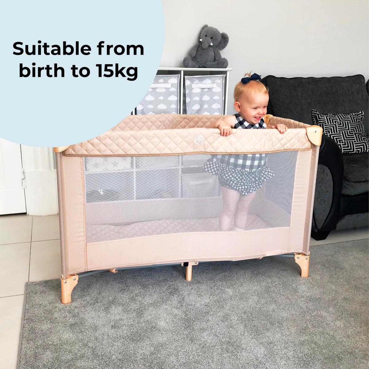 My Babiie MBTC1 Travel Cot from Birth to 15kg - Blush Pink