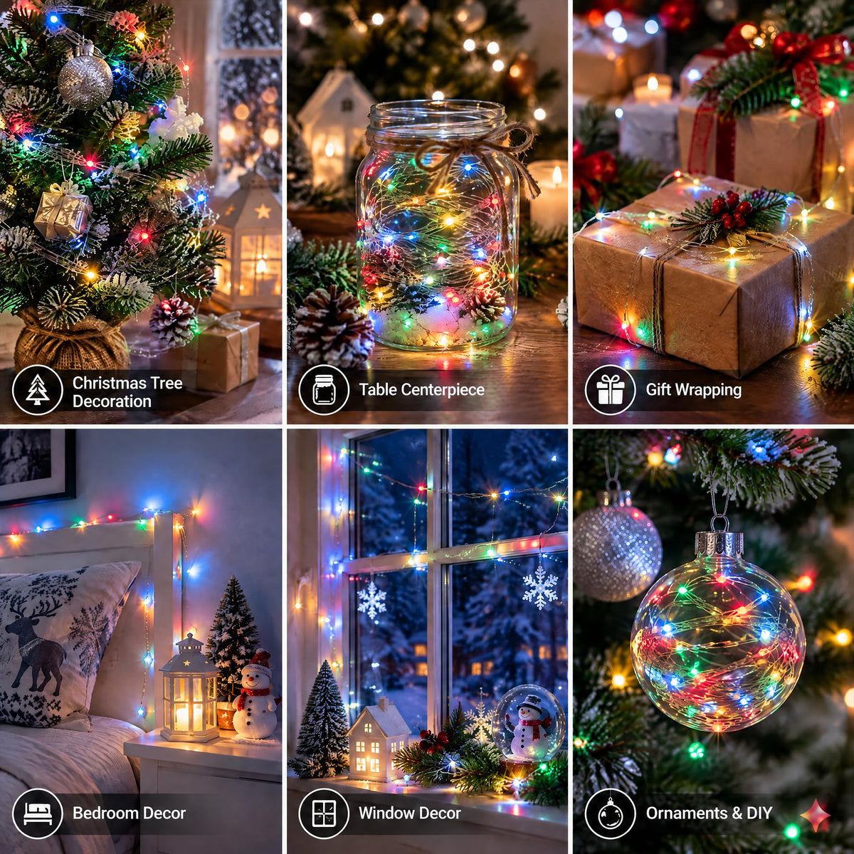 Dazzle Bright Fairy Lights Battery Operated, 20 FT 60 LED Silver Wire Waterproof Battery Operated String Lights, Christmas Decorations for Indoor Outdoor Bedroom Yard Decor, Red