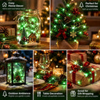 Dazzle Bright Fairy Lights Battery Operated, 20 FT 60 LED Silver Wire Waterproof Battery Operated String Lights, Christmas Decorations for Indoor Outdoor Bedroom Yard Decor, Red