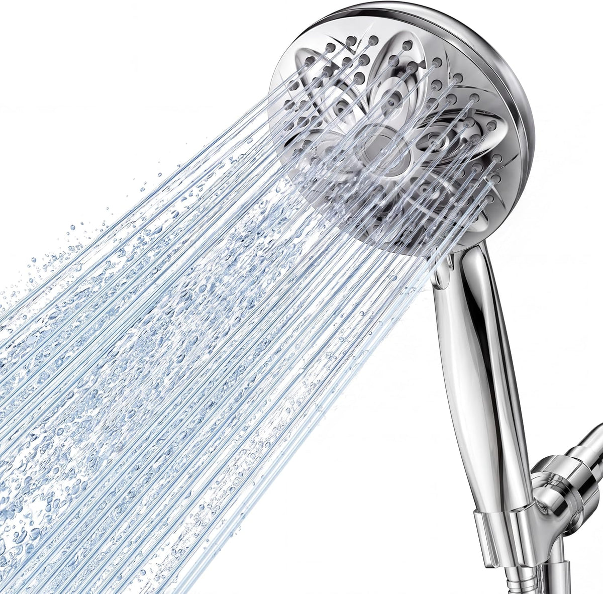 JDO High‑Pressure 6‑Setting Handheld Shower Head, 4.7 Inch Chrome Premium