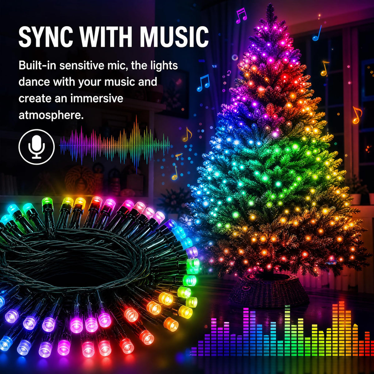 Dazzle Bright 300 LED Christmas String Lights, 100 FT Connectable Waterproof String Lights Green Wire with 8 Modes, Christmas Decorations for Indoor Outdoor Xmas Party Yard Garden (Warm White)