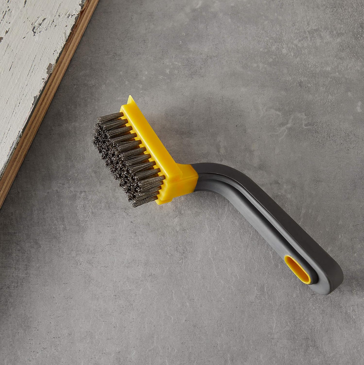 Amazon Basics Wire Brush for Rust Removal, Soft Grip, Black and Yellow