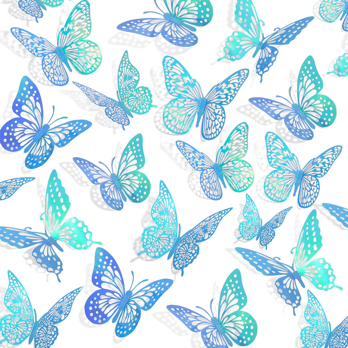 SAOROPEB 3D Butterfly Wall Decor 48 Pcs Gold Butterfly Birthday Decorations