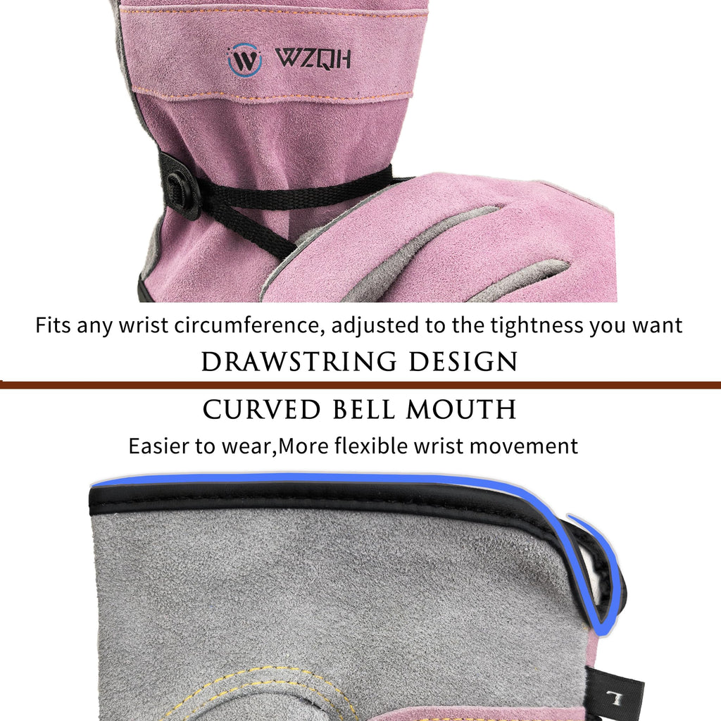 WZQH Leather Work Gloves for Men or Women.Gardening,Welding,Coffee-grey L